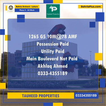 10 Marla Residential Plot for Sale in Phase 4 - G5 Block -  Bahria Orchard, Lahore - (BP-232359)