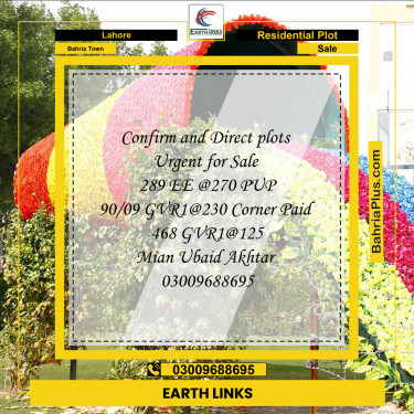 Residential Plot for Sale in Bahria Town, Lahore - (BP-232362)