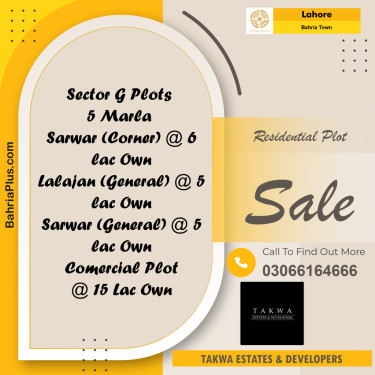 Residential Plot for Sale in Bahria Town, Lahore - (BP-232421)