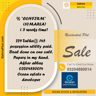 Residential Plot for Sale in Bahria Town, Lahore - (BP-232539)
