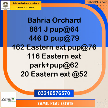 8 Marla Residential Plot for Sale in Phase 2 - J Block -  Bahria Orchard, Lahore - (BP-232565)
