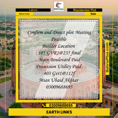 Residential Plot for Sale in Bahria Town, Lahore - (BP-232599)