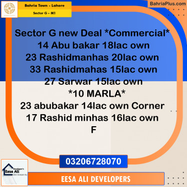 Residential Plot for Sale in Sector G - Abubakar Block -  Bahria Town, Lahore - (BP-232644)