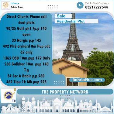 Residential Plot for Sale in Bahria Town, Lahore - (BP-232702)