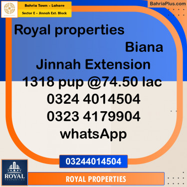Residential Plot for Sale in Sector E - Jinnah Ext. Block -  Bahria Town, Lahore - (BP-232745)