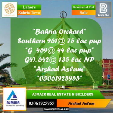 Residential Plot for Sale in Bahria Town, Lahore - (BP-232875)