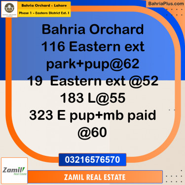 5 Marla Residential Plot for Sale in Phase 1 - Eastern District Ext. I -  Bahria Orchard, Lahore - (BP-232947)