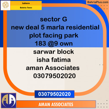 Residential Plot for Sale in Bahria Town, Lahore - (BP-232978)