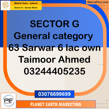 5 Marla Residential Plot for Sale in Sector G - Sarwar Block -  Bahria Town, Lahore - (BP-232980)