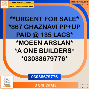 10 Marla Residential Plot for Sale in Sector F - Ghaznavi Ext. Block -  Bahria Town, Lahore - (BP-232992)