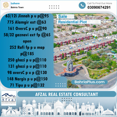 Residential Plot for Sale in Bahria Town, Lahore - (BP-233019)