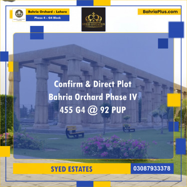 10 Marla Residential Plot for Sale in Phase 4 - G4 Block -  Bahria Orchard, Lahore - (BP-233045)