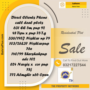 Residential Plot for Sale in Bahria Town, Lahore - (BP-233050)