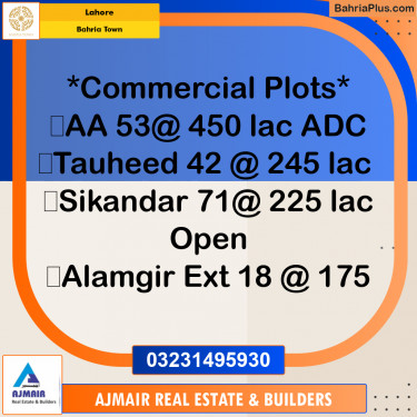 Commercial Plot for Sale in Bahria Town, Lahore - (BP-233069)
