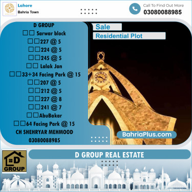 Residential Plot for Sale in Bahria Town, Lahore - (BP-233098)