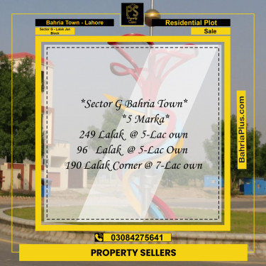 5 Marla Residential Plot for Sale in Sector G - Lalak Jan Block -  Bahria Town, Lahore - (BP-233133)