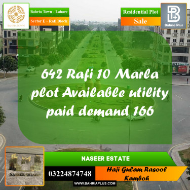 10 Marla Residential Plot for Sale in Sector E - Rafi Block -  Bahria Town, Lahore - (BP-233211)