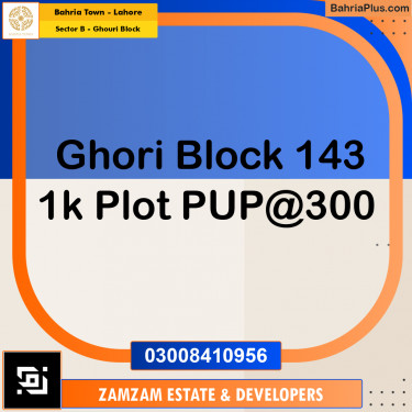 1 Kanal Residential Plot for Sale in Sector B - Ghouri Block -  Bahria Town, Lahore - (BP-233220)