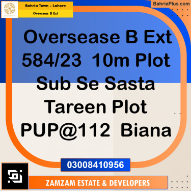 10 Marla Residential Plot for Sale in Overseas B Ext -  Bahria Town, Lahore - (BP-233268)