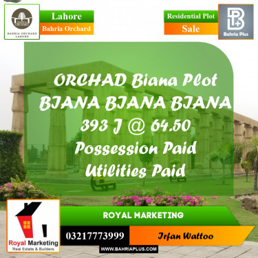 Residential Plot for Sale in Bahria Orchard, Lahore - (BP-233293)