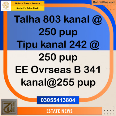 Residential Plot for Sale in Sector F - Talha Block -  Bahria Town, Lahore - (BP-233305)