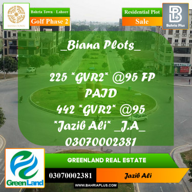 5 Marla Residential Plot for Sale in Golf Phase 2 -  Bahria Town, Lahore - (BP-233308)
