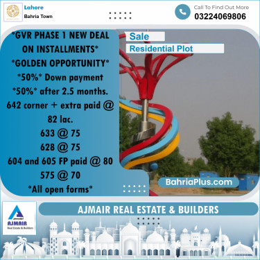 Residential Plot for Sale in Bahria Town, Lahore - (BP-233314)