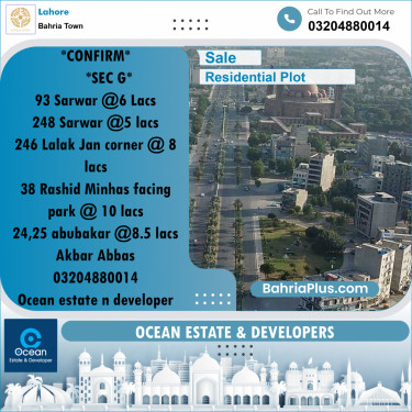 Residential Plot for Sale in Bahria Town, Lahore - (BP-233374)