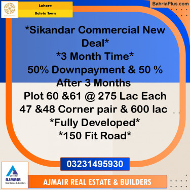 Commercial Plot for Sale in Bahria Town, Lahore - (BP-233387)
