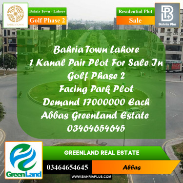 1 Kanal Residential Plot for Sale in Golf Phase 2 -  Bahria Town, Lahore - (BP-233392)