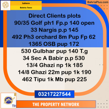 Residential Plot for Sale in Bahria Town, Lahore - (BP-233397)
