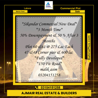 Commercial Plot for Sale in Bahria Town, Lahore - (BP-233429)