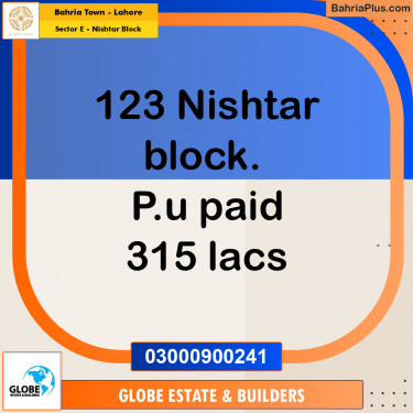 1 Kanal Residential Plot for Sale in Sector E - Nishtar Block -  Bahria Town, Lahore - (BP-233493)