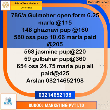 10 Marla Residential Plot for Sale in Overseas A -  Bahria Town, Lahore - (BP-233499)