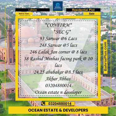 Residential Plot for Sale in Bahria Town, Lahore - (BP-233560)