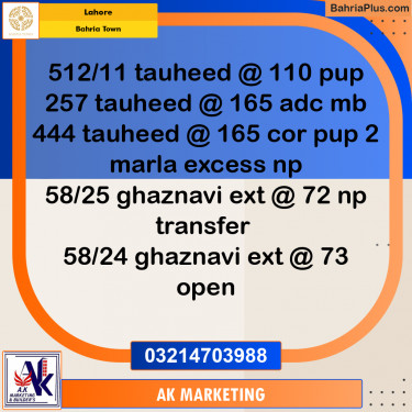 Residential Plot for Sale in Bahria Town, Lahore - (BP-233564)