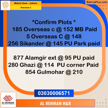 10 Marla Residential Plot for Sale in Overseas C -  Bahria Town, Lahore - (BP-233584)