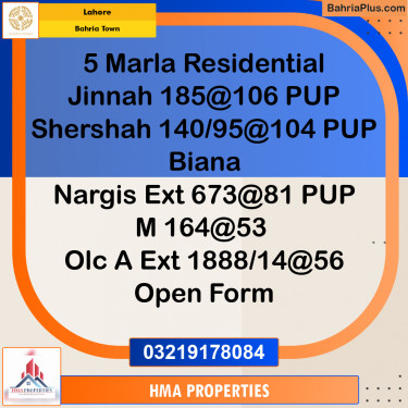 5 Marla Residential Plot for Sale in Bahria Town, Lahore - (BP-233590)