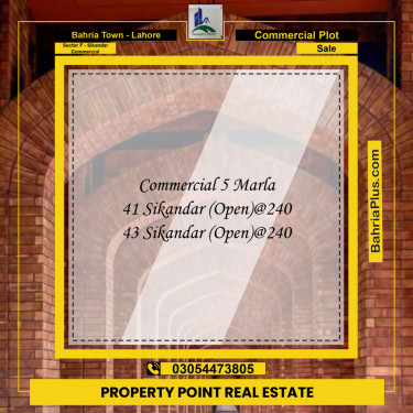 5 Marla Commercial Plot for Sale in Sector F - Sikandar Commercial -  Bahria Town, Lahore - (BP-233597)