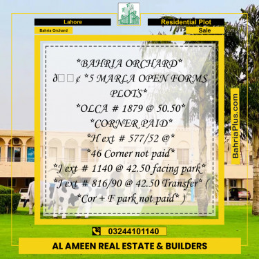 Residential Plot for Sale in Bahria Orchard, Lahore - (BP-233606)