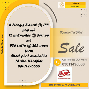 Residential Plot for Sale in Bahria Town, Lahore - (BP-233680)