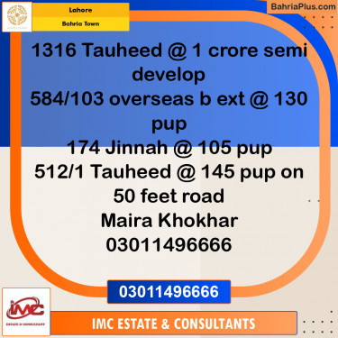 Residential Plot for Sale in Bahria Town, Lahore - (BP-233683)