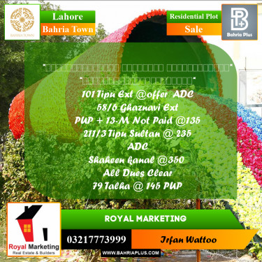 Residential Plot for Sale in Bahria Town, Lahore - (BP-233754)
