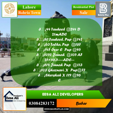 Residential Plot for Sale in Bahria Town, Lahore - (BP-233762)