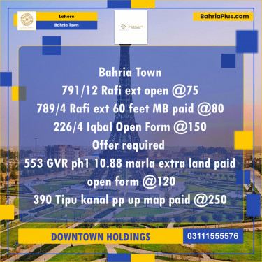 Residential Plot for Sale in Bahria Town, Lahore - (BP-233786)
