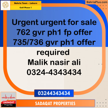 10 Marla Residential Plot for Sale in Golf Phase 1 -  Bahria Town, Lahore - (BP-233803)