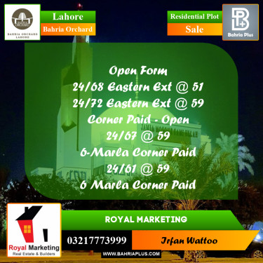 Residential Plot for Sale in Bahria Orchard, Lahore - (BP-233805)