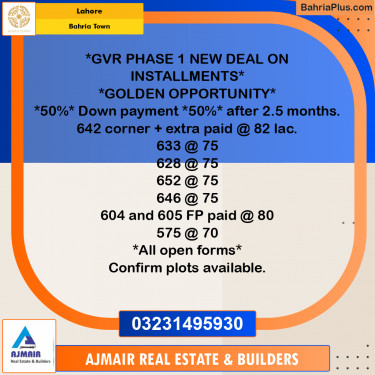 Residential Plot for Sale in Bahria Town, Lahore - (BP-233839)