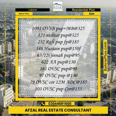Residential Plot for Sale in Bahria Town, Lahore - (BP-233956)