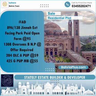 Residential Plot for Sale in Bahria Town, Lahore - (BP-234067)